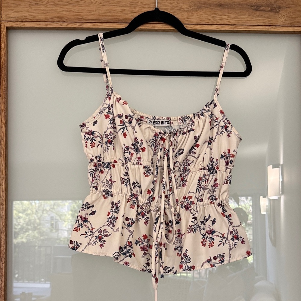 Ciao Lucia Floral Print Spaghetti Strap Top